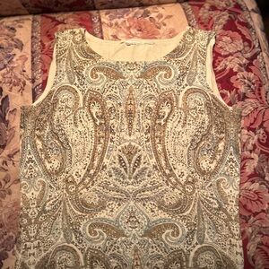Cream Paisley Sleeveless Tank Top